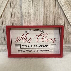 Target BP 2019 Christmas Red and White Tabletop Mrs. Claus Cookie Company Sign